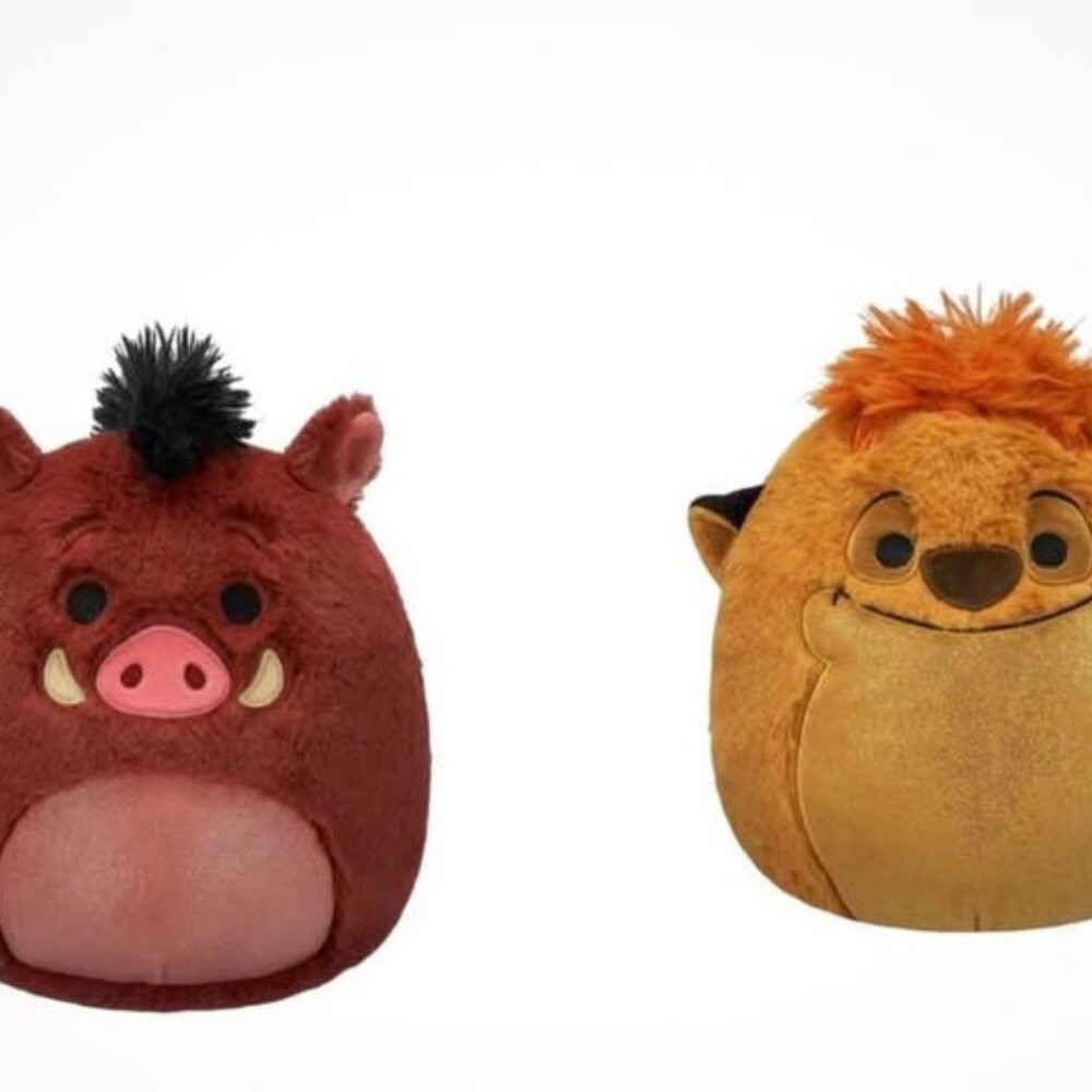 Squishmallows Fuzzamallow Set – Pumbaa & Timon (8”) – NWT